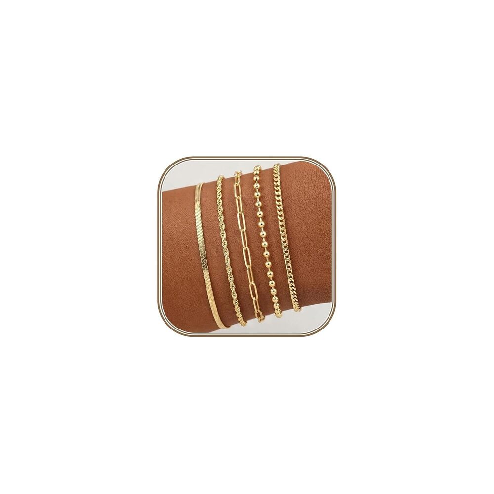 14K Gold Plated Bracelets for Women Waterproof, Non Tarnish Trendy Dainty